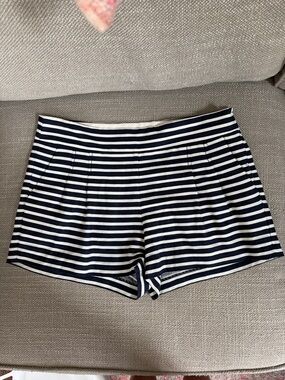 J. Crew Navy and White Striped Women's Bermuda Shorts